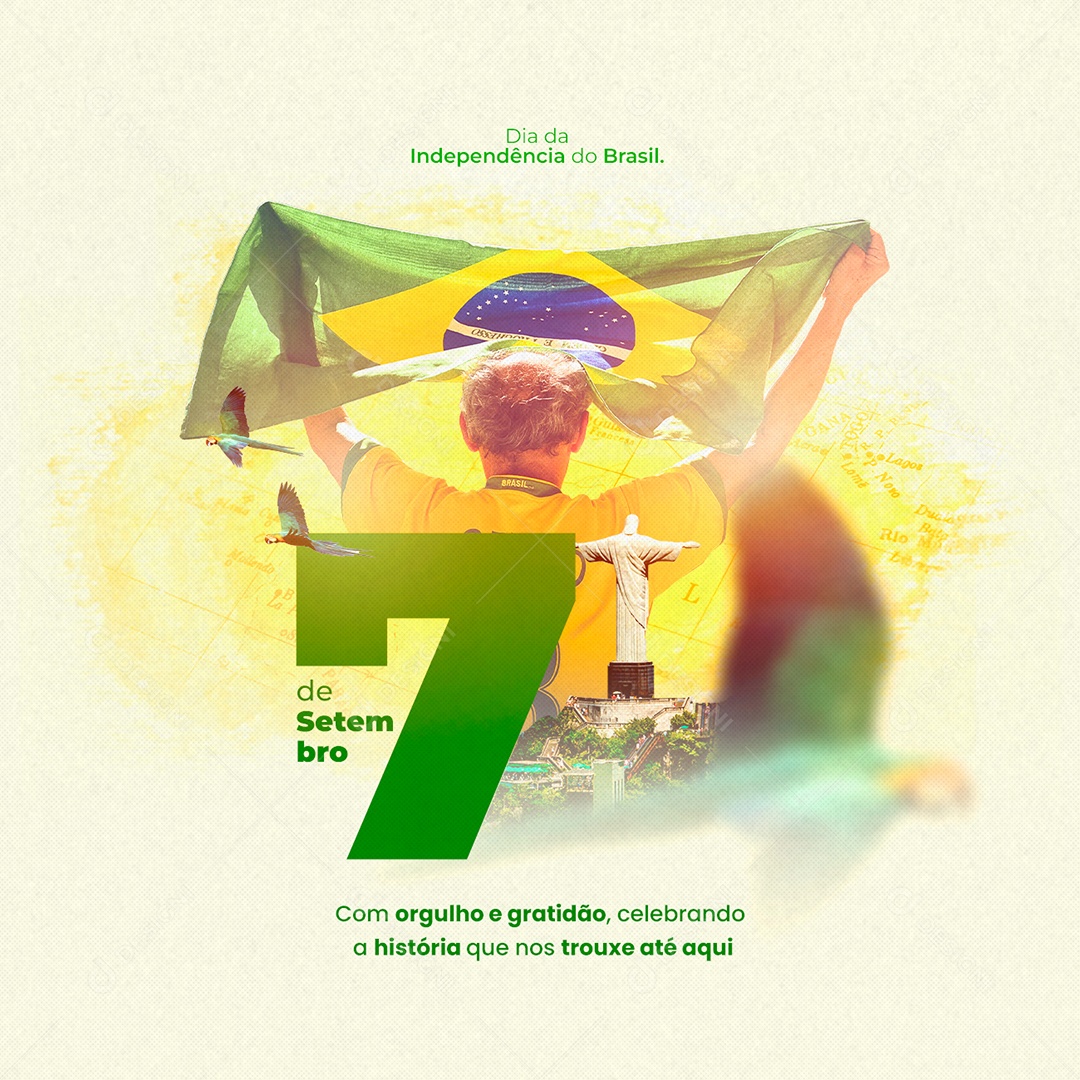 Dia Da Independência do Brasil Com Orgulho e Gratidão Celebrando a História Social Media PSD Editável