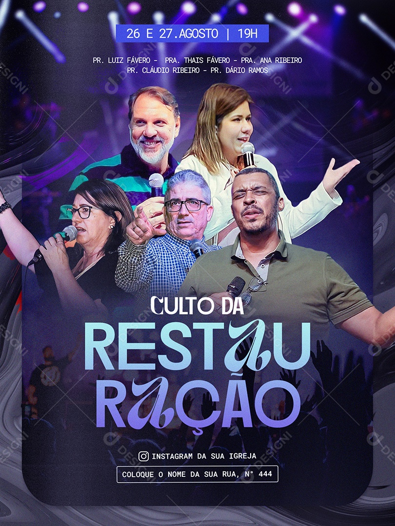 Flyer Culto da Restauração Social Media PSD Editável