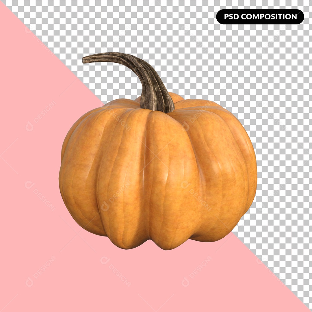Elemento 3D Abóbora de Halloween para Composição PSD