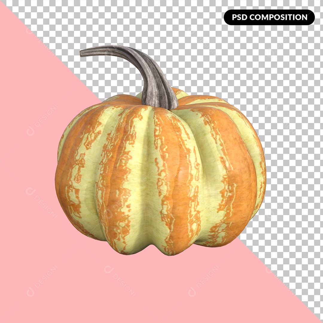 Elemento 3D Abóbora de Halloween para Composição PSD