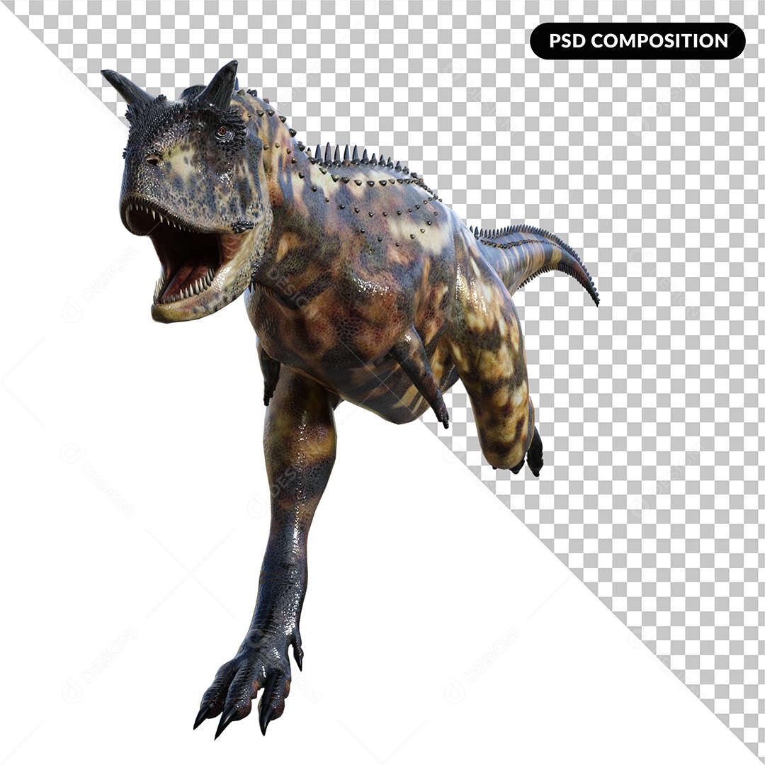 Elemento 3D Dinossauro Carnotauro para Composição PSD