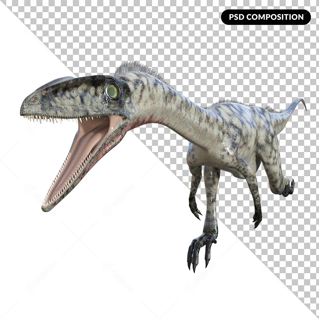 Dinossauro Coelophysis Elemento 3D para Composição PSD