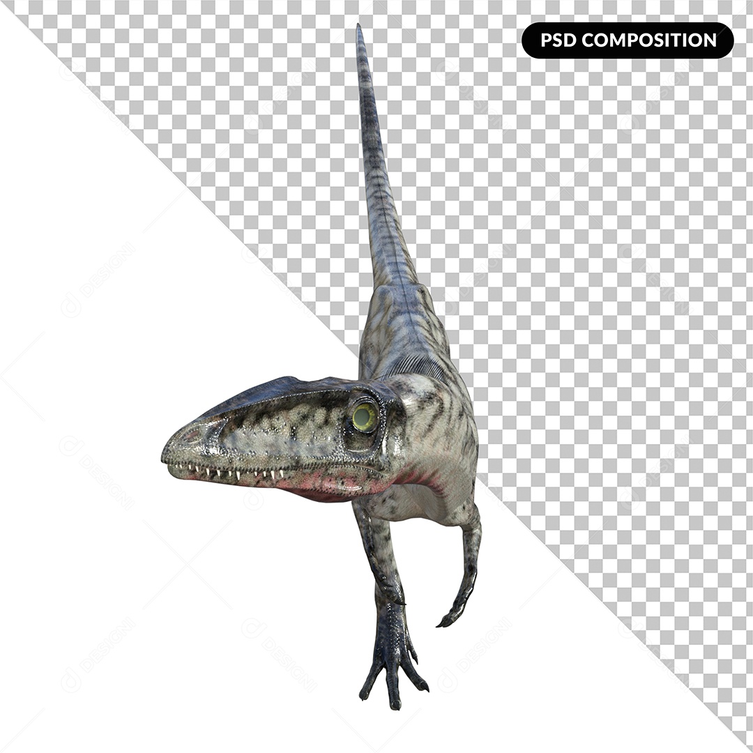 Elemento 3D Dinossauro Coelophysis para Composição PSD