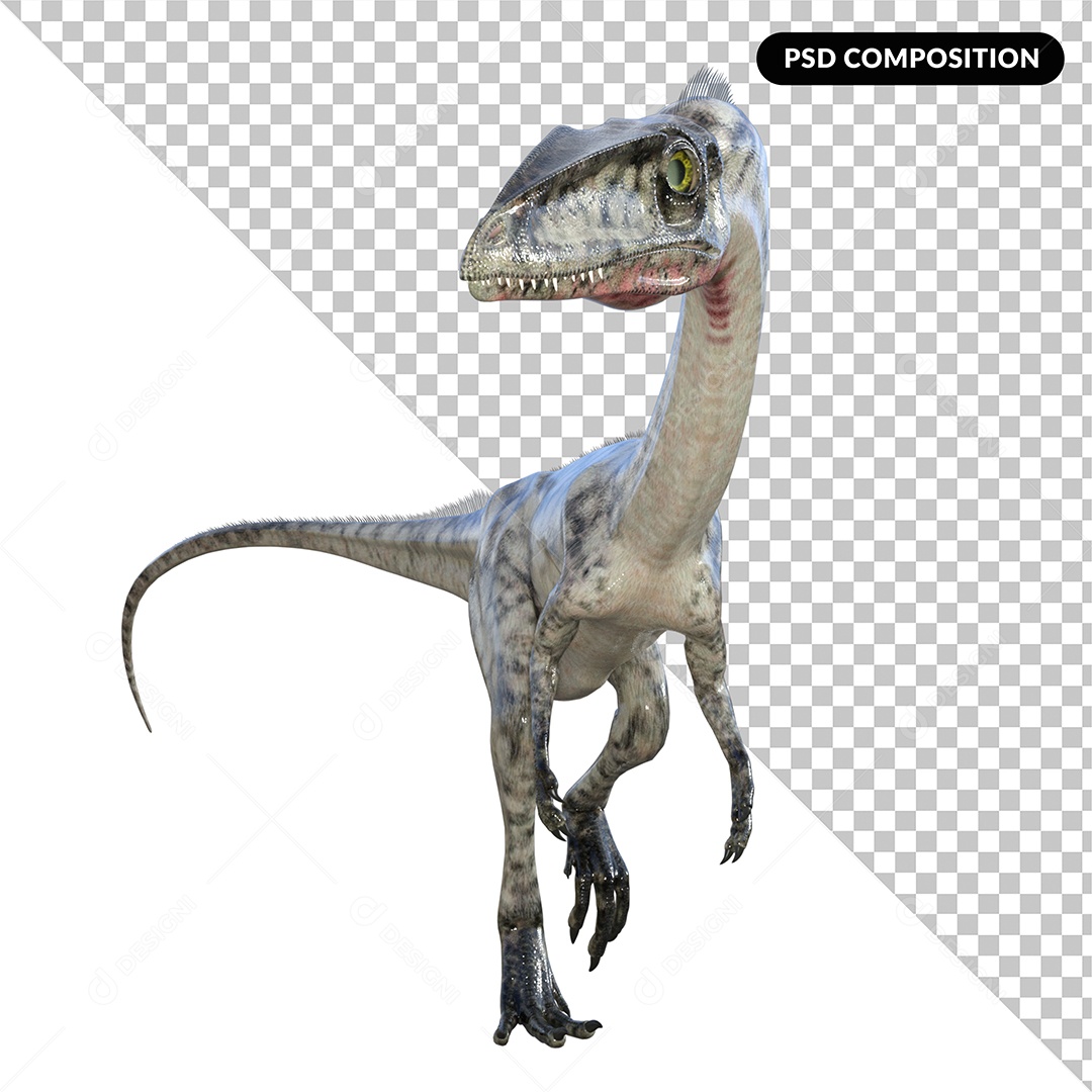 Elemento 3D Dinossauro Coelophysis para Composição PSD