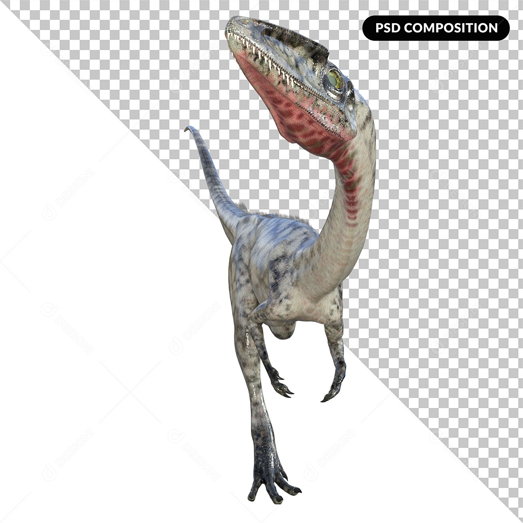 Elemento 3D Dinossauro Coelophysis para Composição PSD
