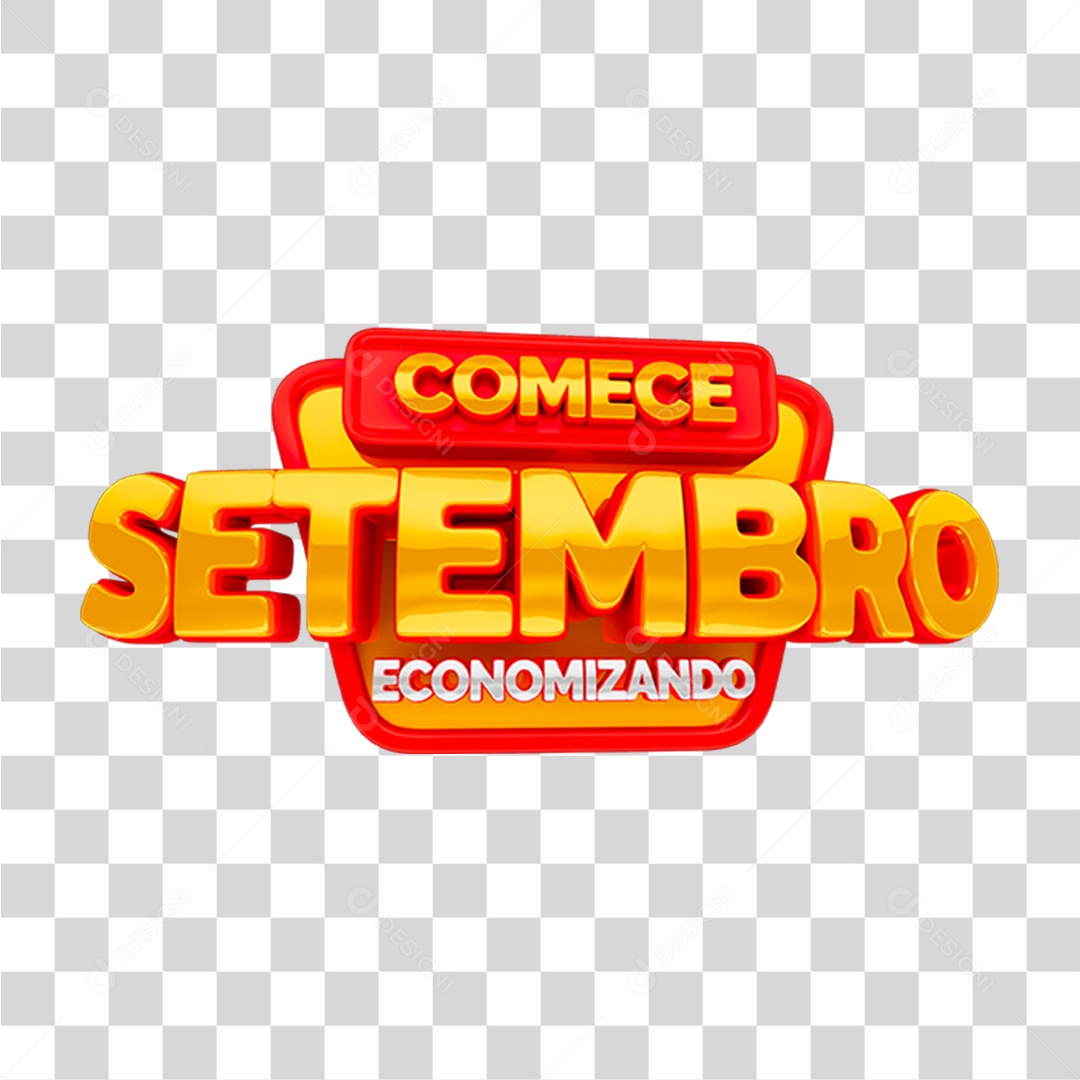 Selo 3D Setembro Comece Economizando PNG Transparente