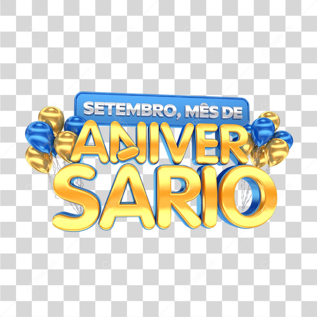Selo 3D Setembro, Mês de Aniversário PNG Transparente