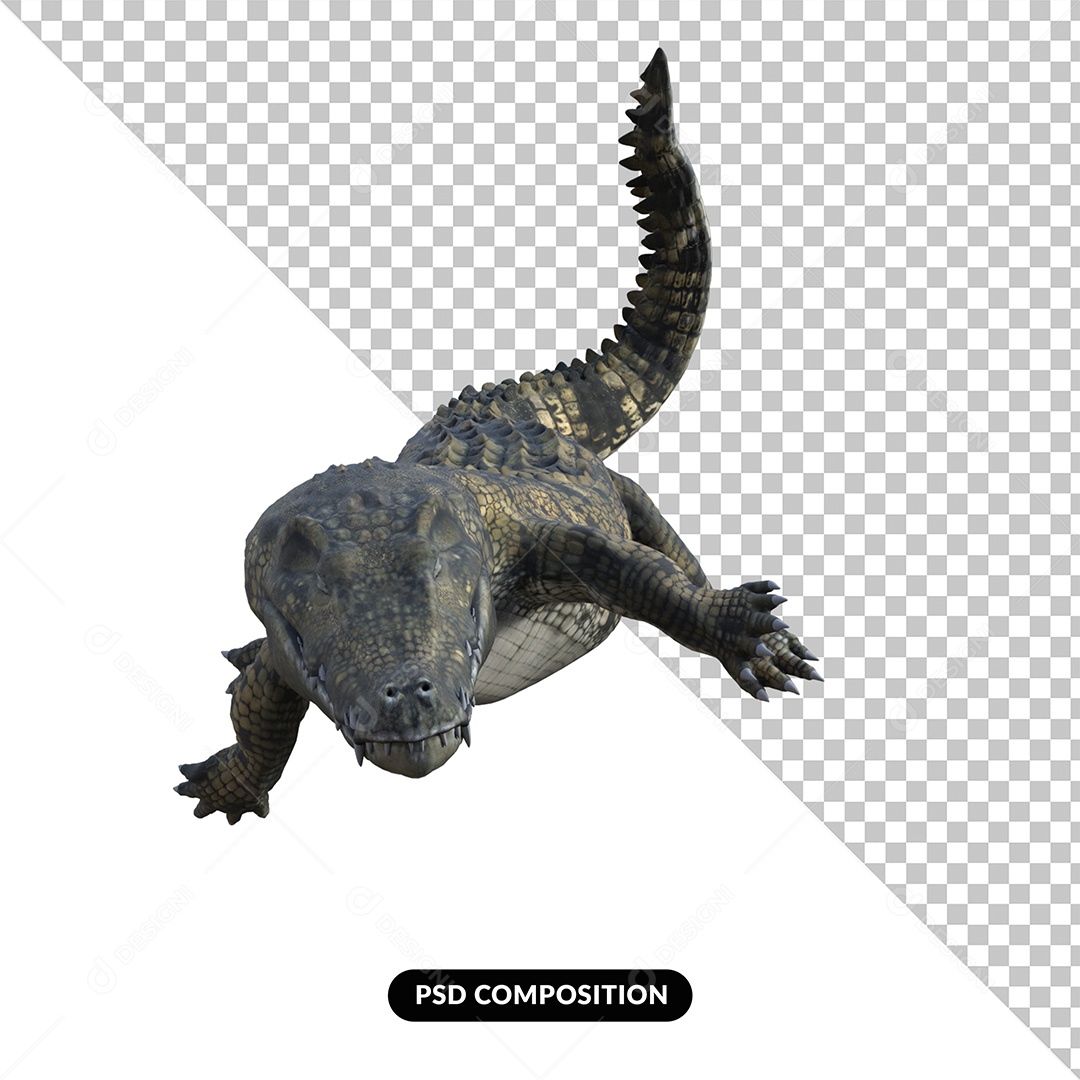 Crocodilo Elemento 3D para Composição PSD
