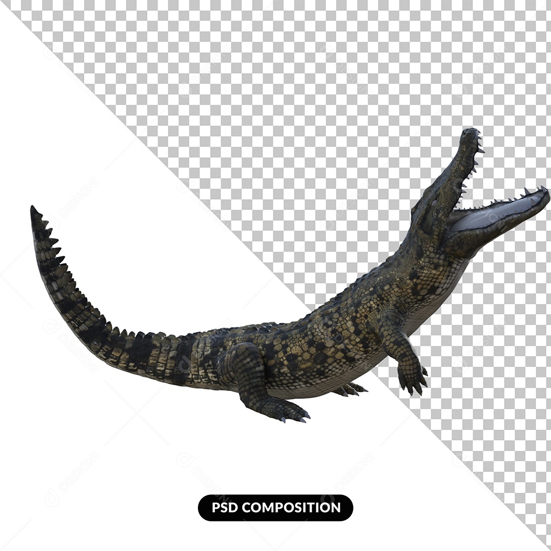 Crocodilo Elemento 3D para Composição PSD