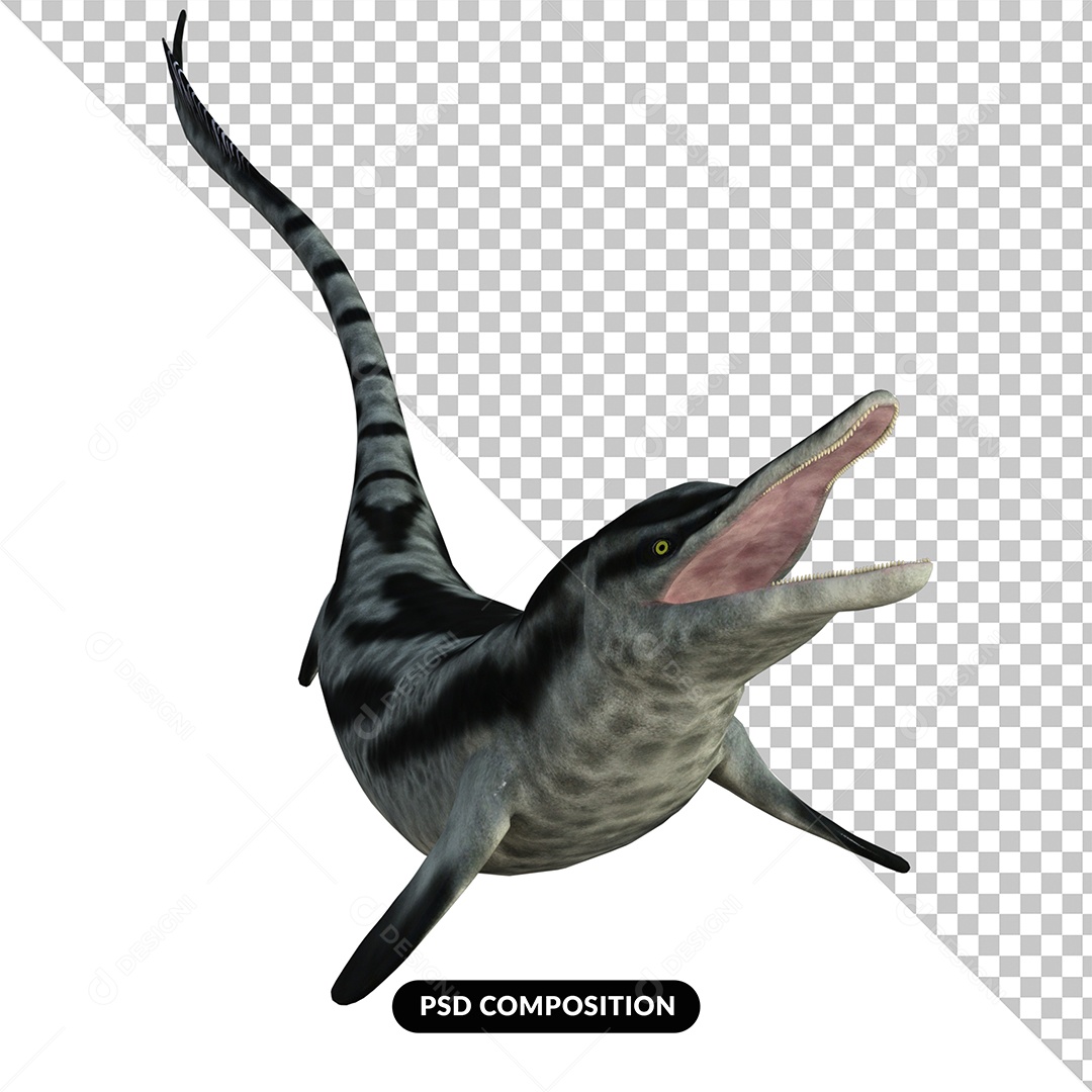 Elemento 3D Dinossauro Cymbospondylus para Composição PSD