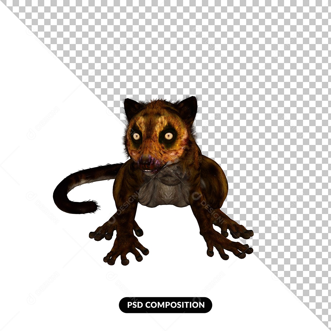 Dinossauro Darwinius Elemento 3D para Composição PSD