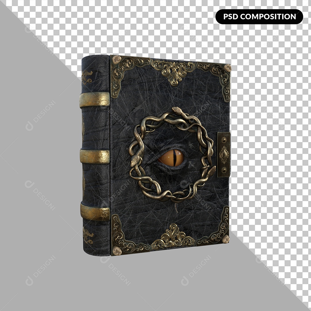 Livro Antigo Elemento 3D para Composição PSD