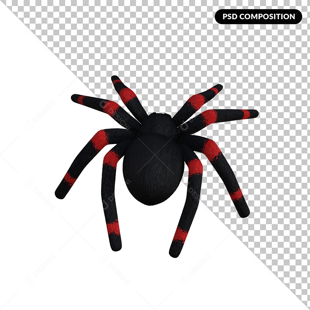 Aranha Elemento 3D para Composição PSD