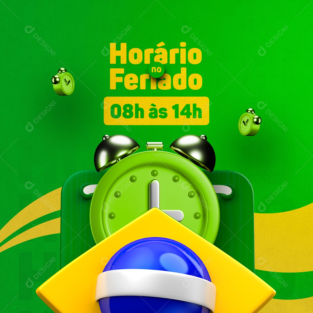 Horário no Feriado Dia Da Independência do Brasil Social Media PSD Editável
