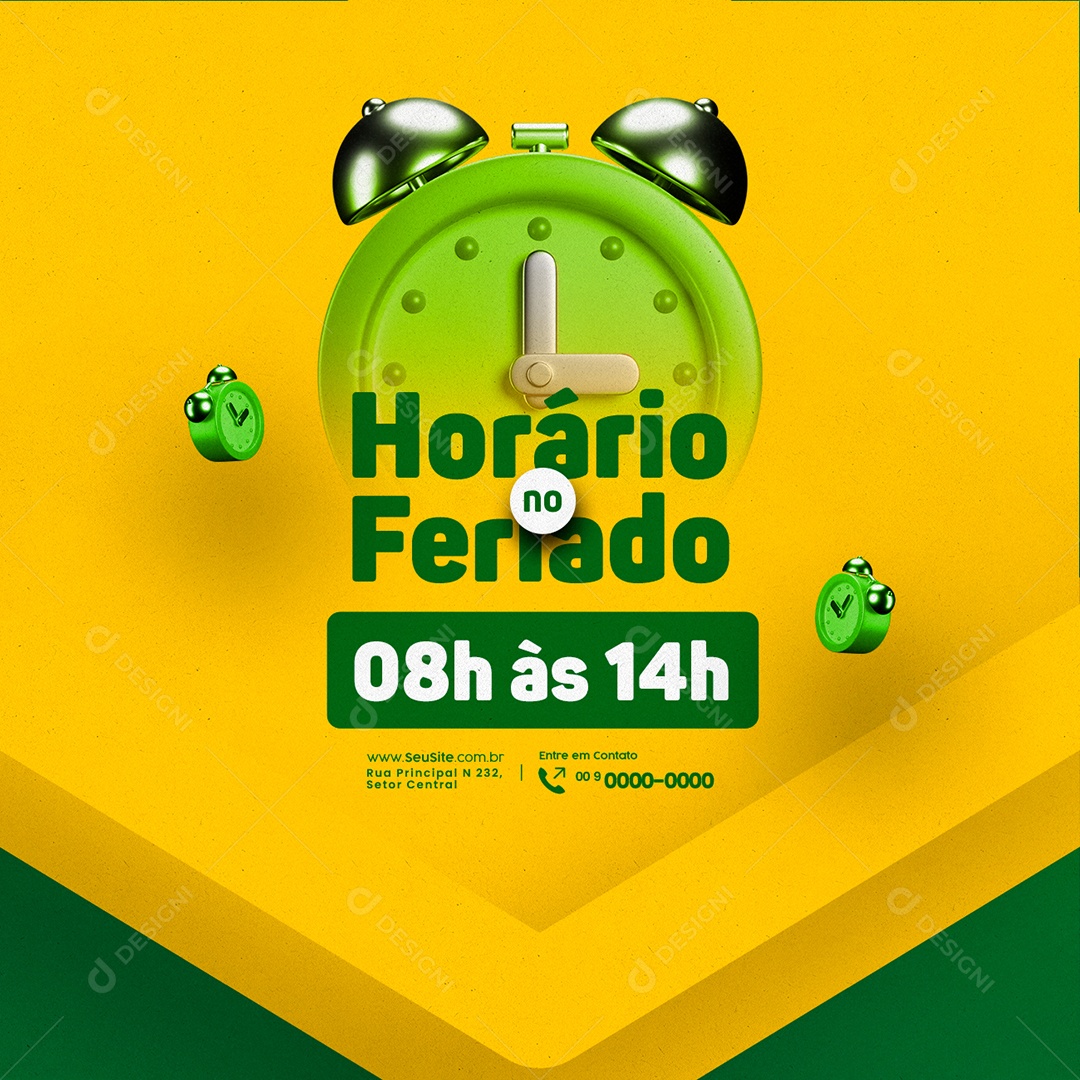 Horário no Feriado Dia Da Independência do Brasil Social Media PSD Editável
