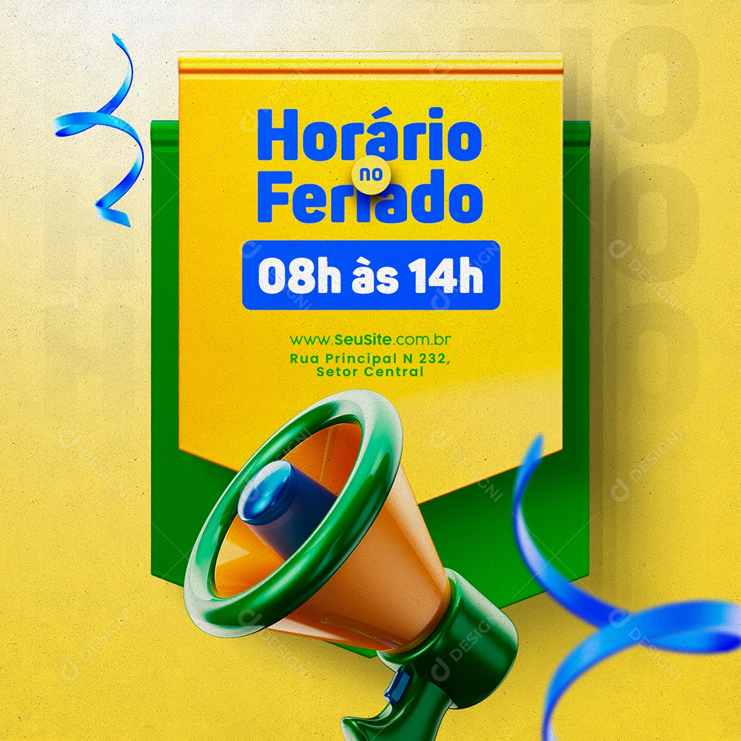 Horário de Funcionamento no Feriado Dia Da Independência do Brasil Social Media PSD Editável
