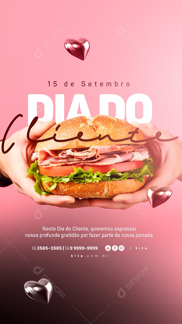 Story Dia Do Cliente 15 de Setembro Hamburgueria Social Media PSD Editável