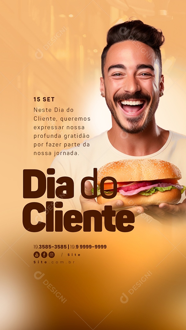 Story Dia Do Cliente 15 de Setembro Hamburgueria Social Media PSD Editável