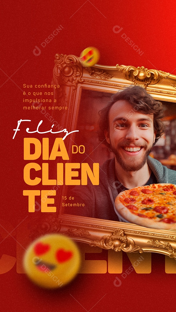 Story Pizzaria Feliz Dia do Cliente 15 de Setembro Social Media PSD Editável