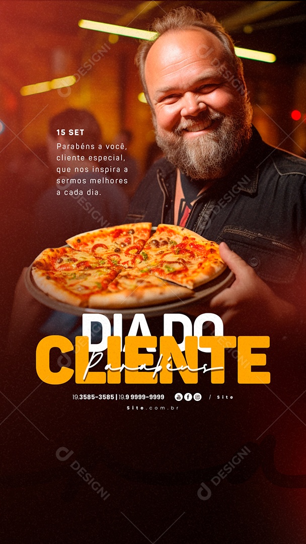 Story Dia do Cliente 15 de Setembro Pizzaria Social Media PSD Editável