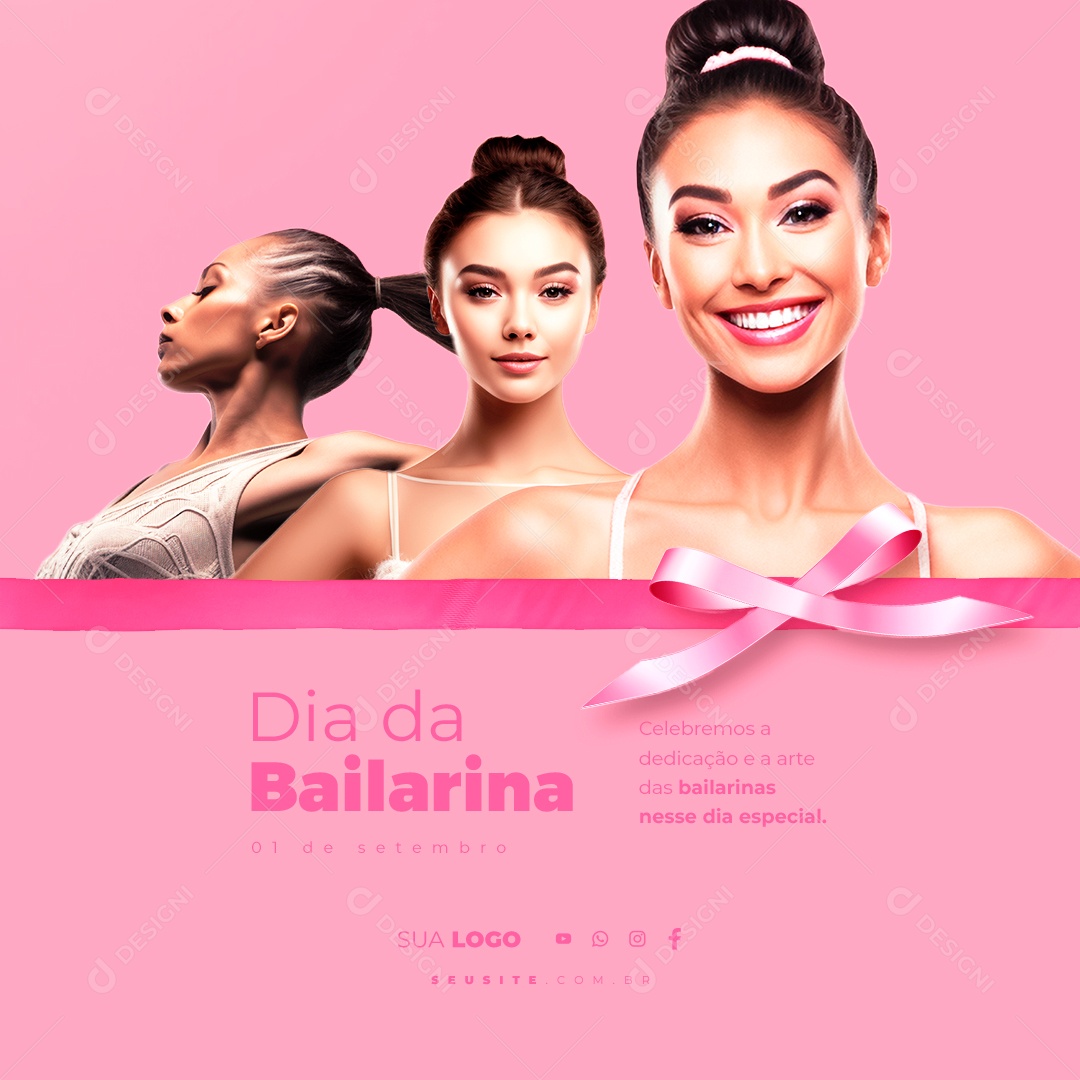 Dia Da Bailarina Celebremos a Dedicação e Arte das Bailarinas Social Media PSD Editável