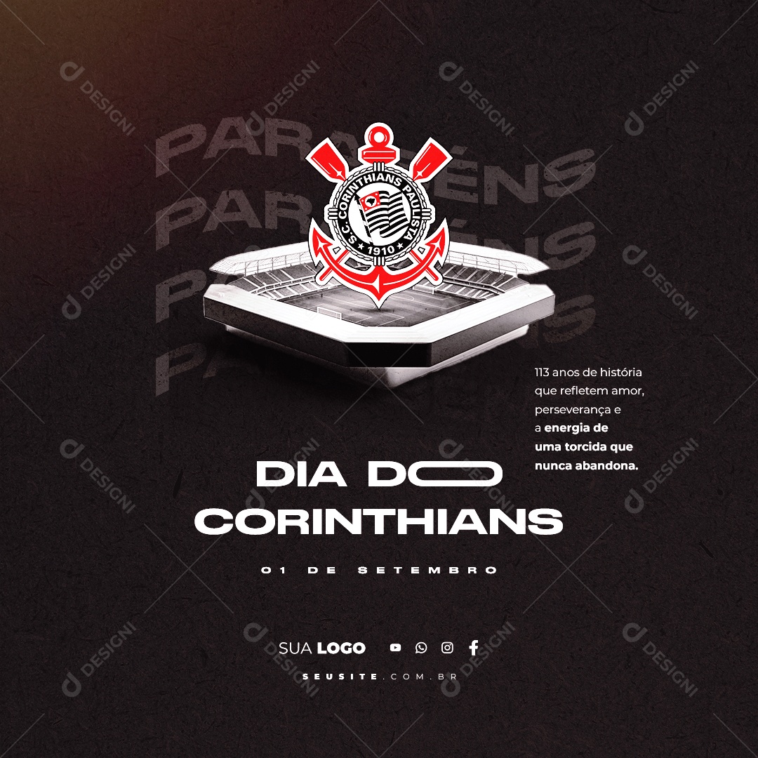 Dia do Corinthians 01 de Setembro Social Media PSD Editável