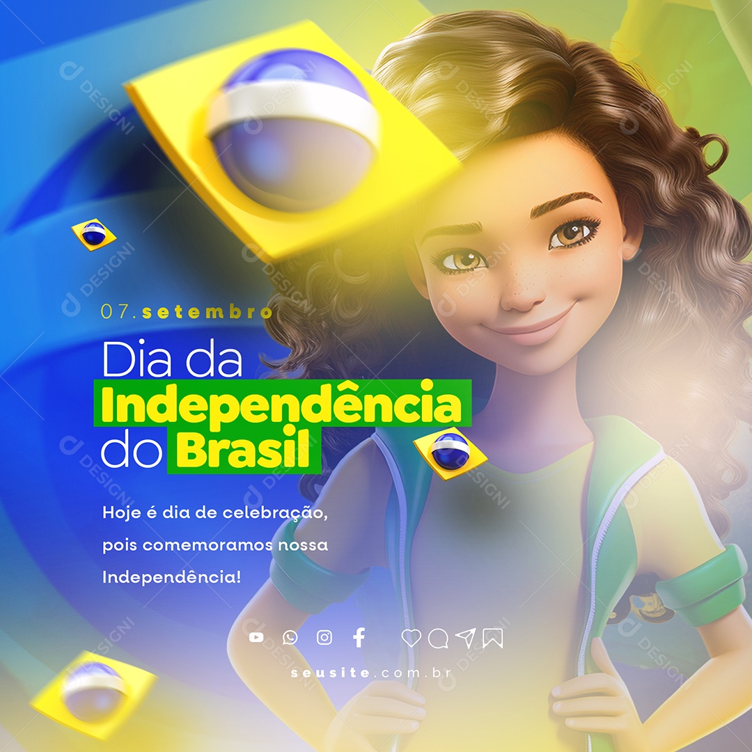 Dia da Independência do Brasil 07 De Setembro Social Media PSD Editável