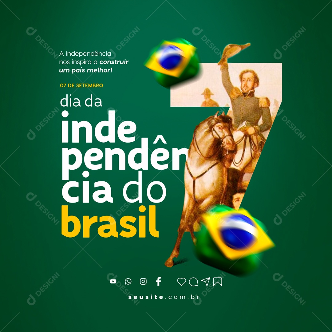 Dia da Independência do Brasil 07 de Setembro Social Media PSD Editável