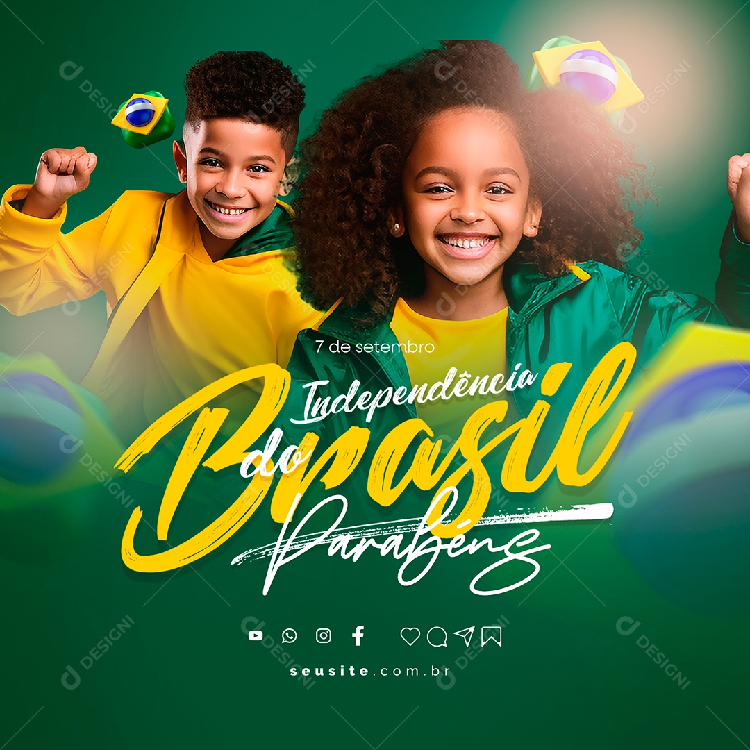 Dia Da Independência do Brasil Parabéns 7 de Setembro Social Media PSD Editável
