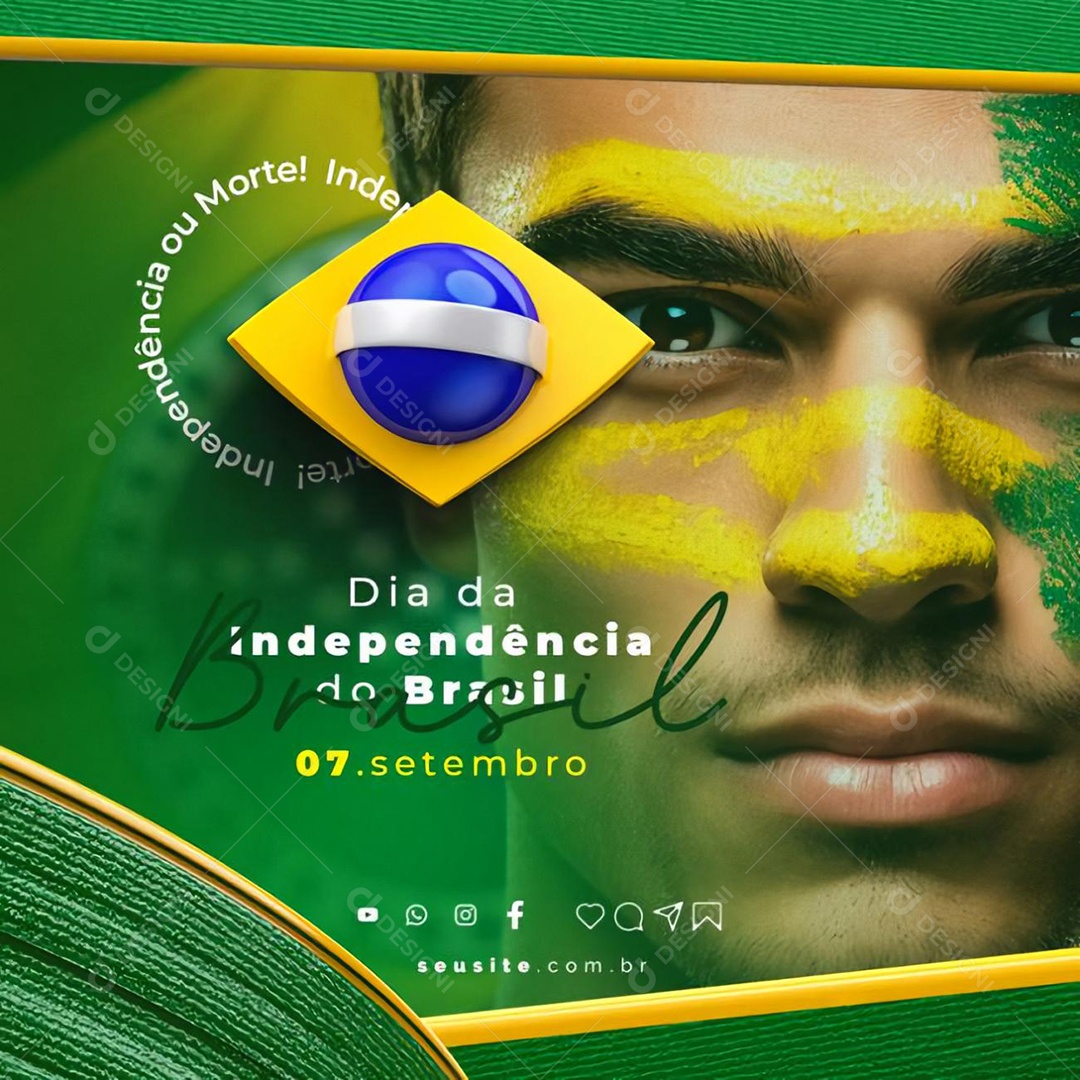 Dia da Independência do Brasil 07 de Setembro Social Media PSD Editável