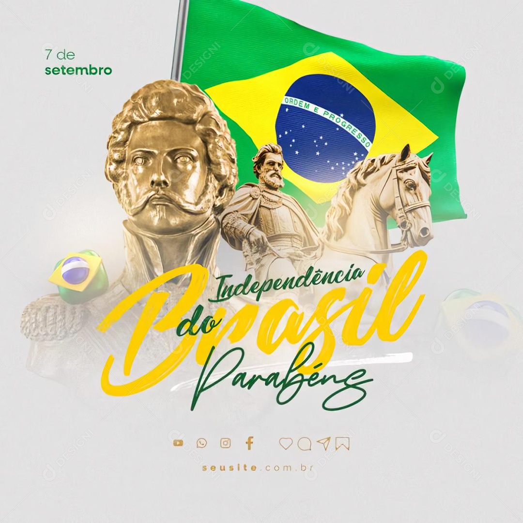 Dia Da Independência do Brasil Parabéns 7 de Setembro Social Media PSD Editável