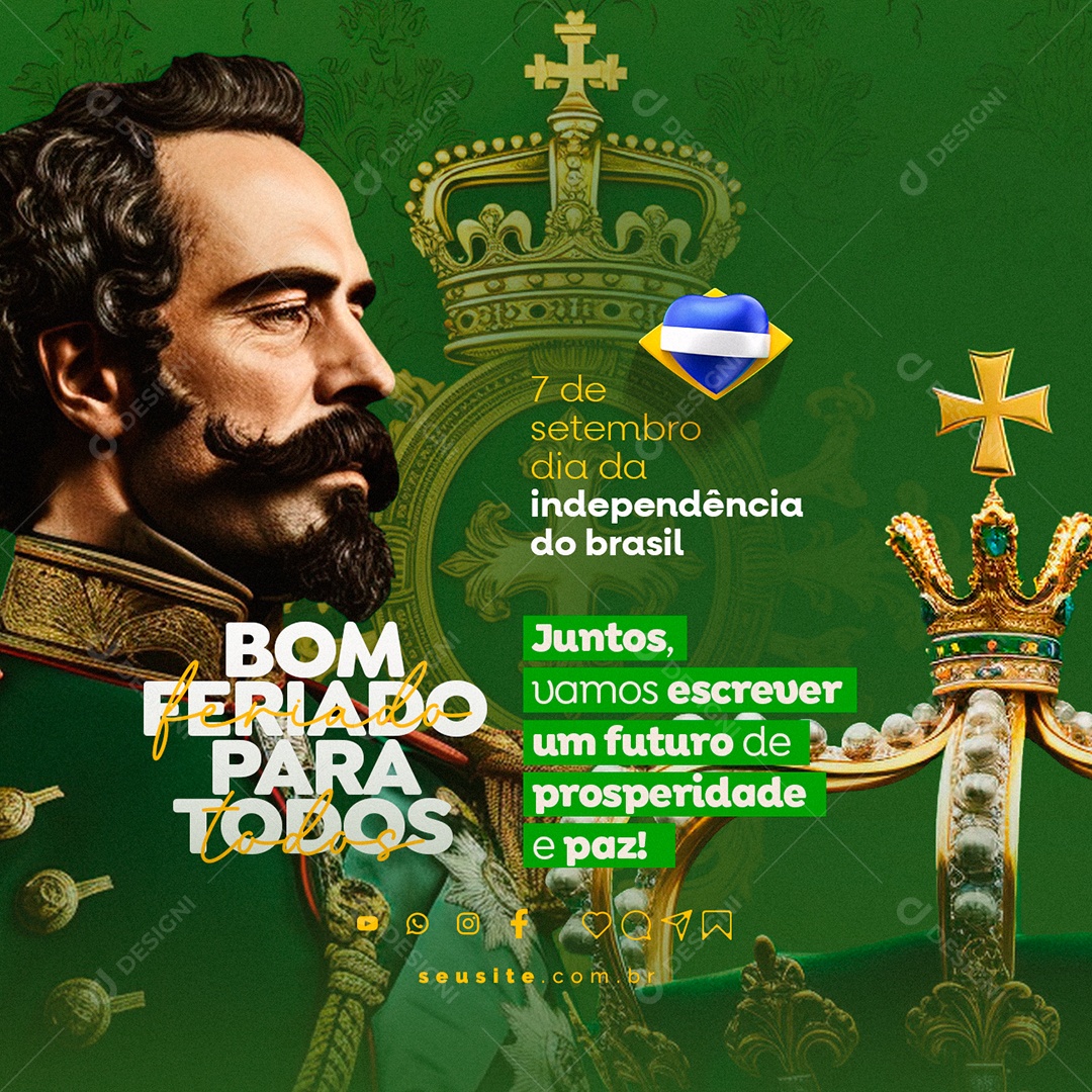 Dia da Independência do Brasil 7 De Setembro Social Media PSD Editável