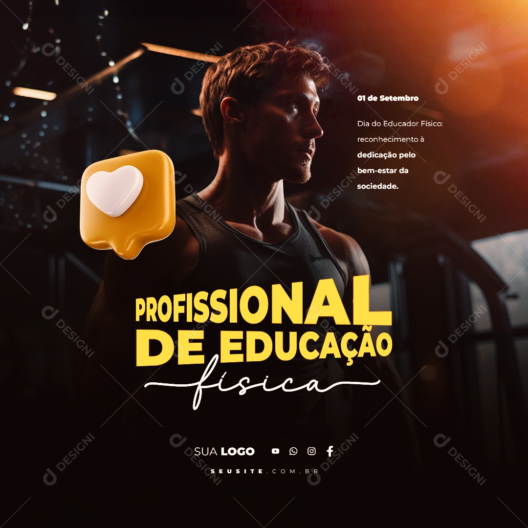 Social Media Dia do Profissional de Educação Física 01 de Setembro PSD Editável