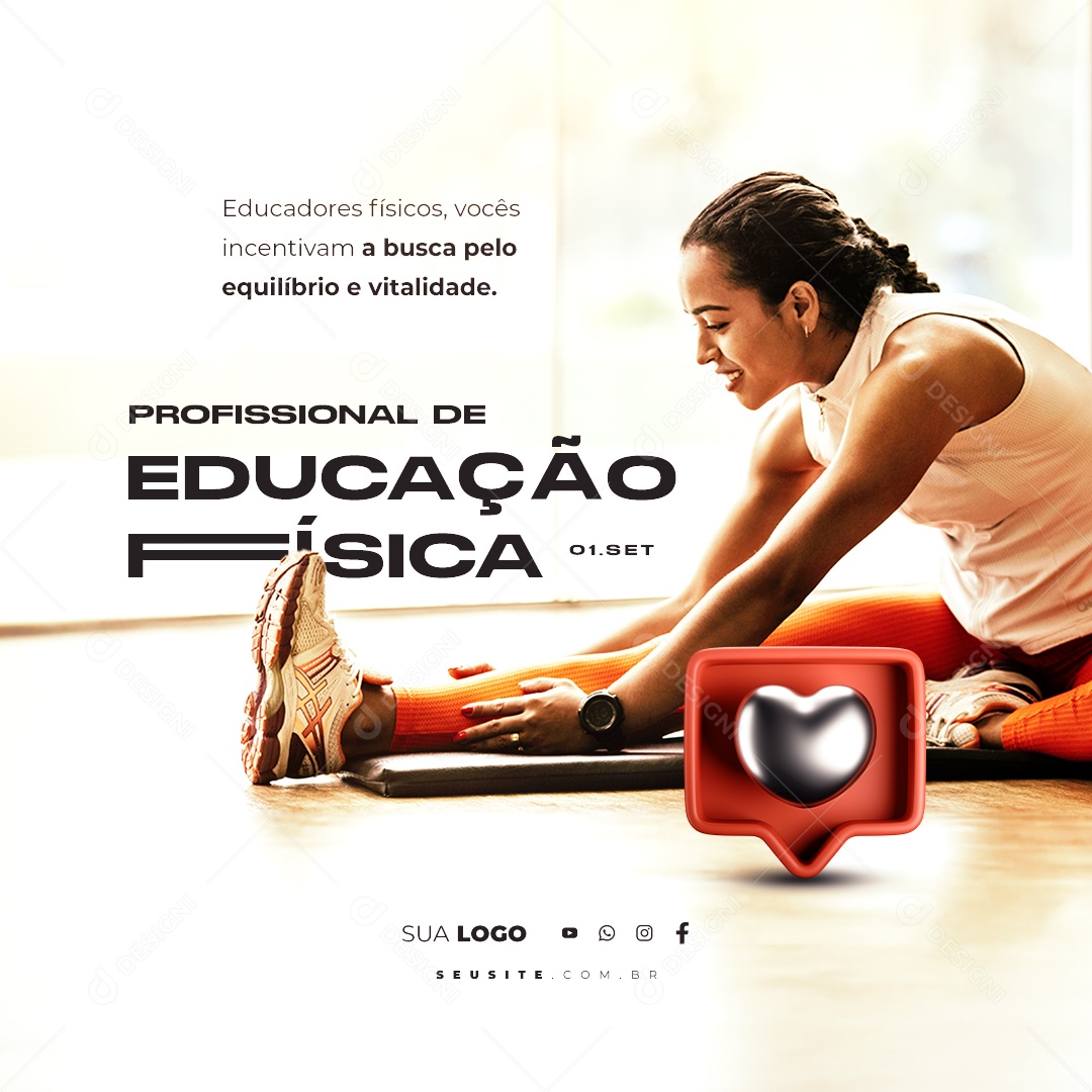 Dia do Profissional de Educação Física Educadores Físicos de Setembro Social Media PSD Editável