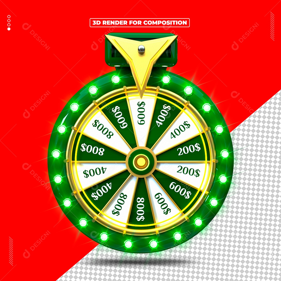 Elemento 3D Roleta De Dinheiro Para Composição PSD