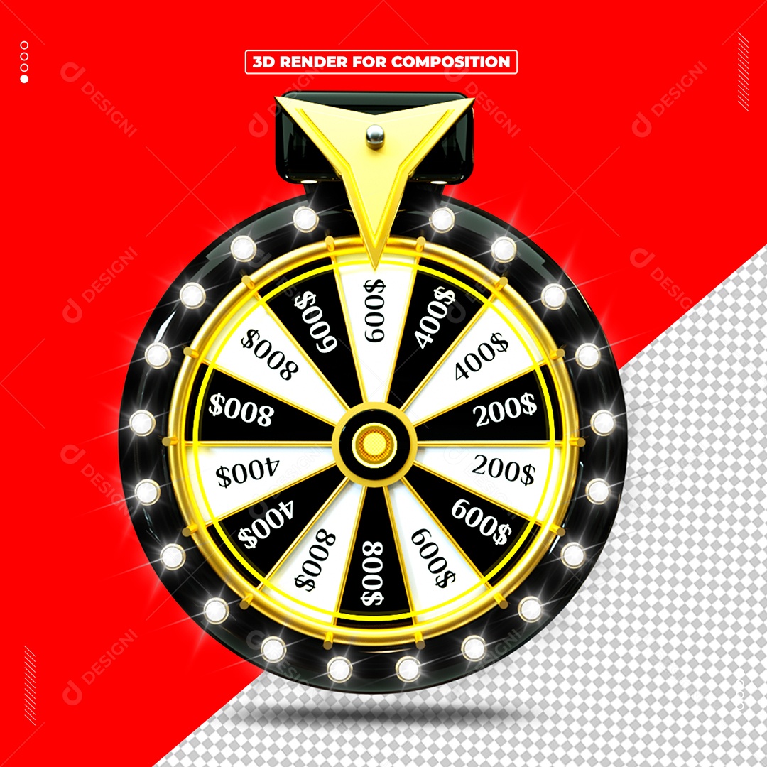 Elemento 3D Roleta De Dinheiro Para Composição PSD