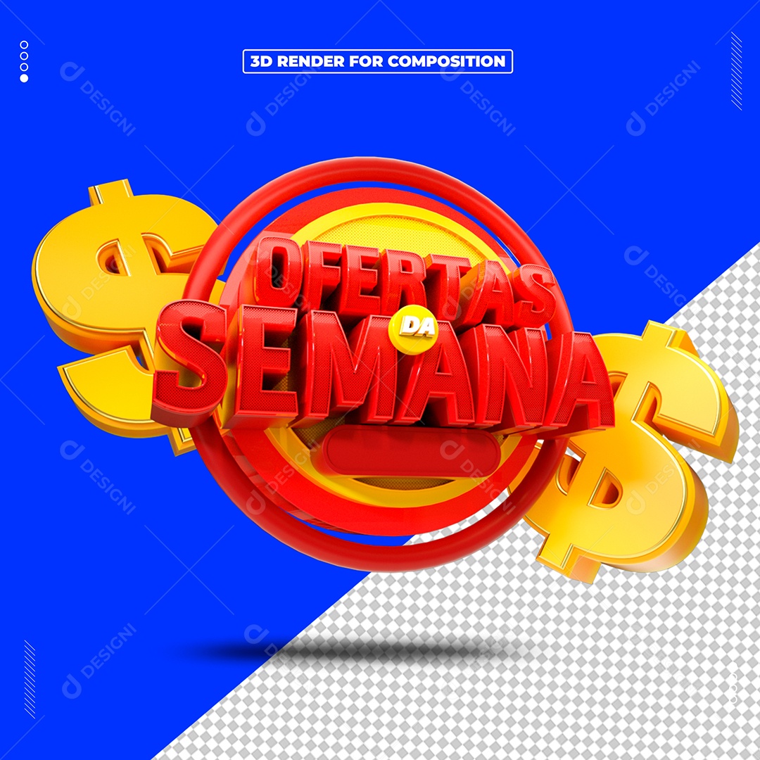 Ofertas Da Semana Selo 3D Para Composição PSD