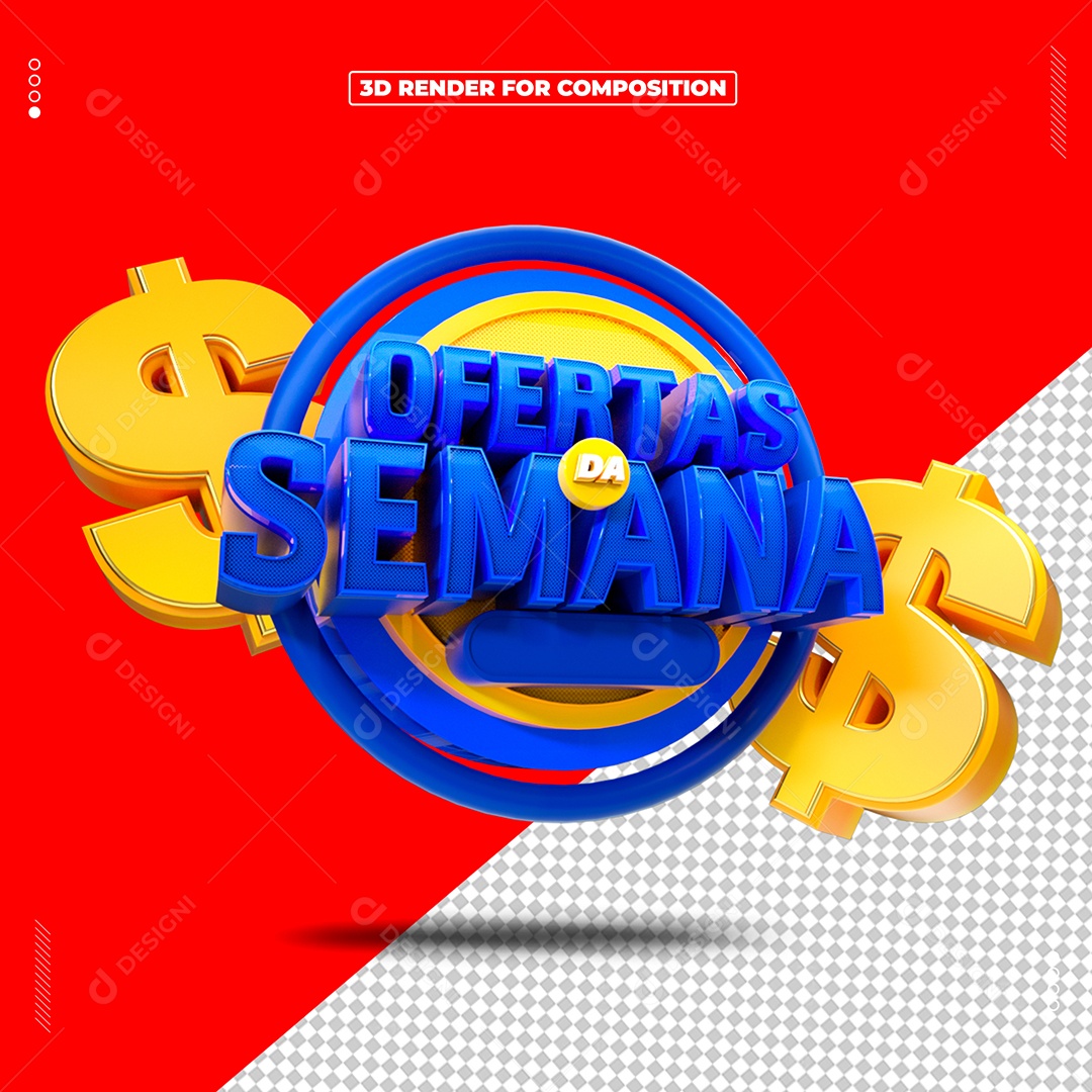 Selo 3D Ofertas Da Semana Para Composição PSD