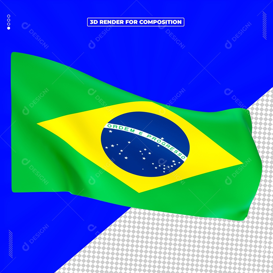 Elemento 3D Bandeira Do Brasil Para Composição PSD