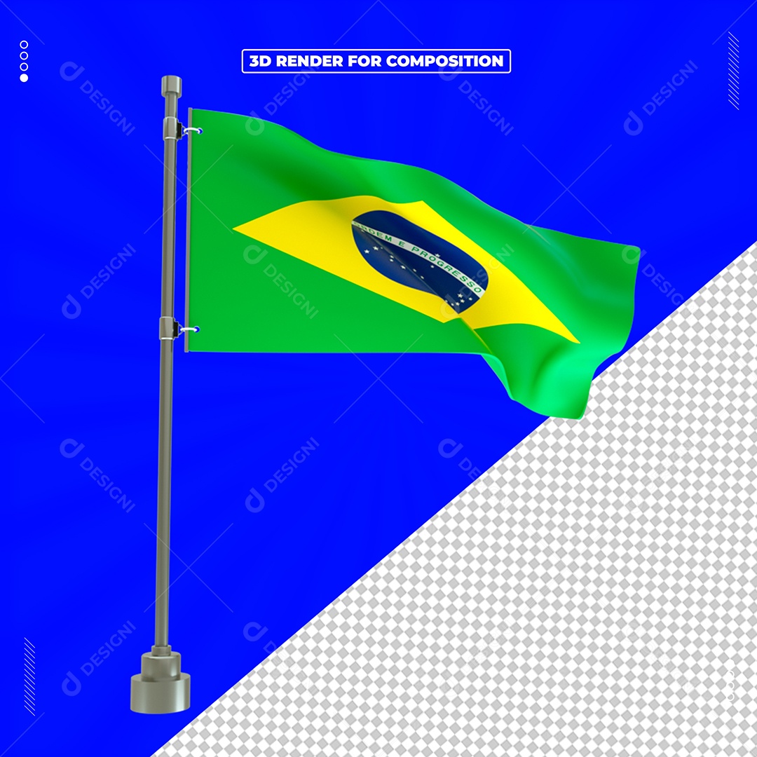 Elemento 3D Bandeira Do Brasil Para Composição PSD
