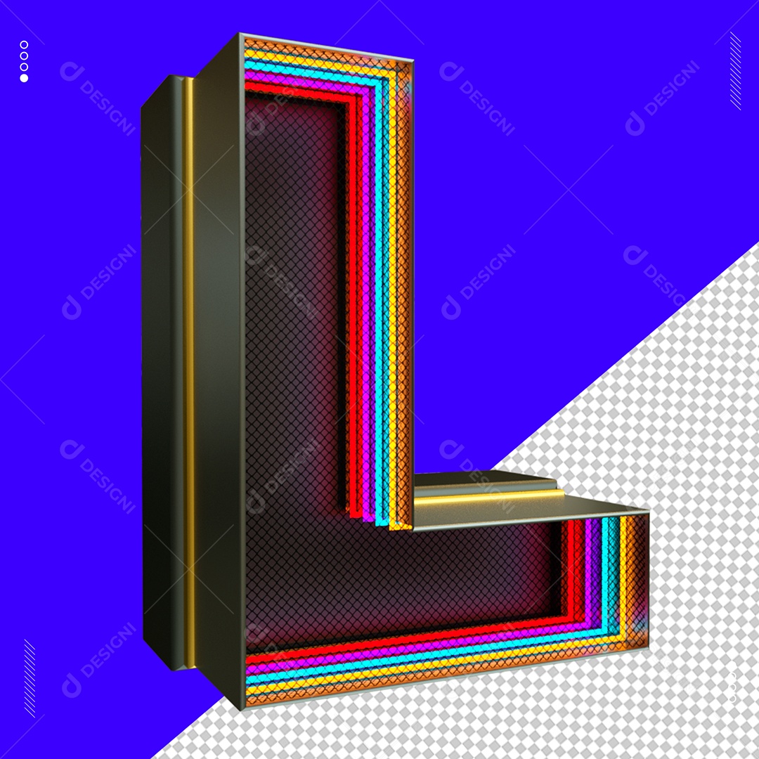 Elemento 3D Letra L Com Led Para Composição PSD