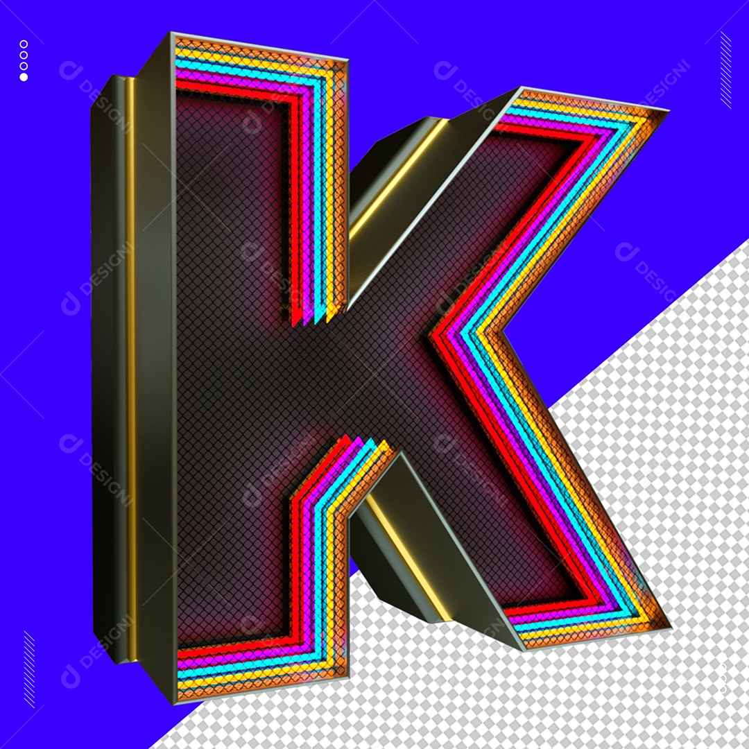 Elemento 3D Letra K Com Led Para Composição PSD