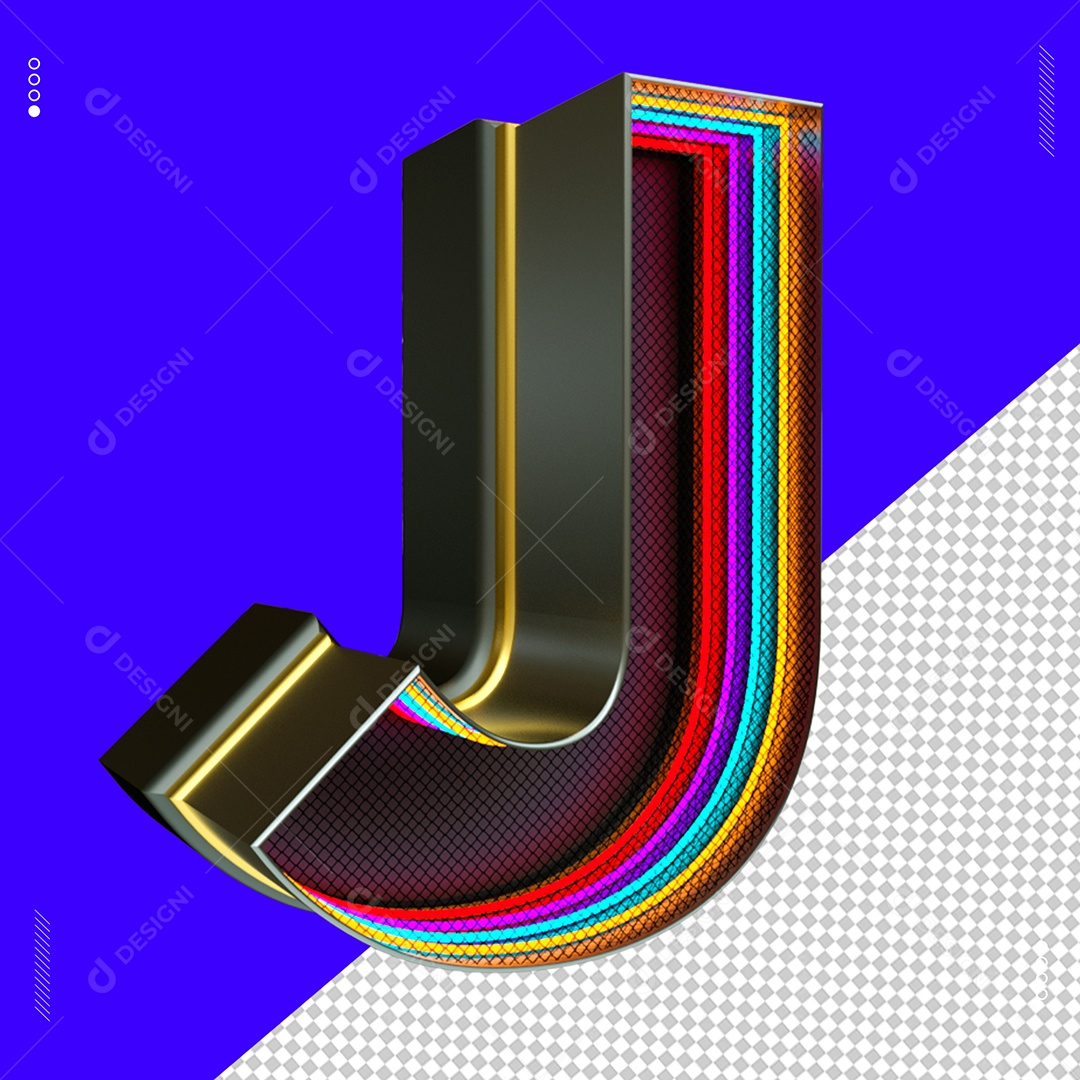 Elemento 3D Letra J Com Led Para Composição PSD