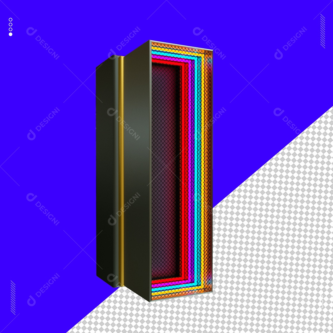 Elemento 3D Letra I Com Led Para Composição PSD