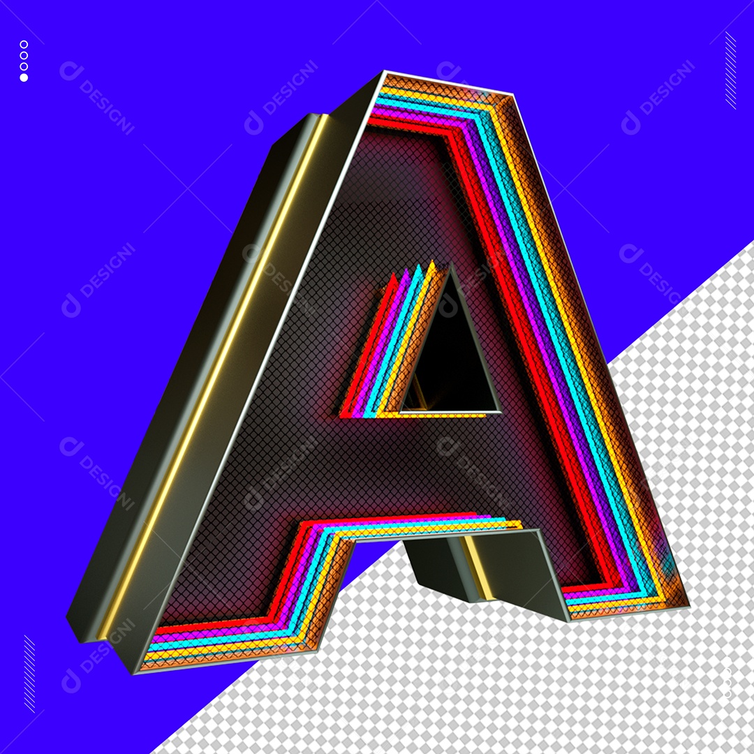 Elemento 3D Letra A Com Led Para Composição PSD