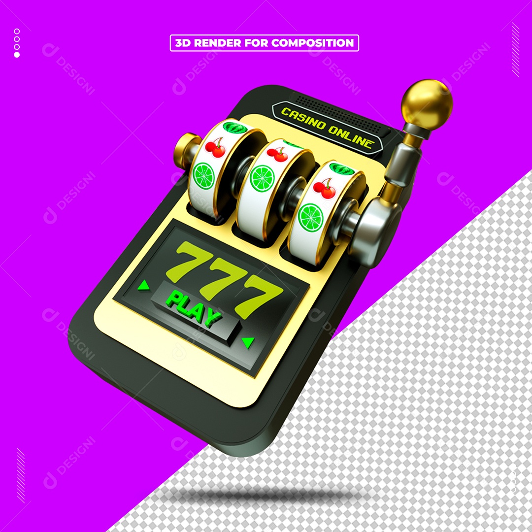 Elemento 3D Cassino Online Roleta Para Composição PSD