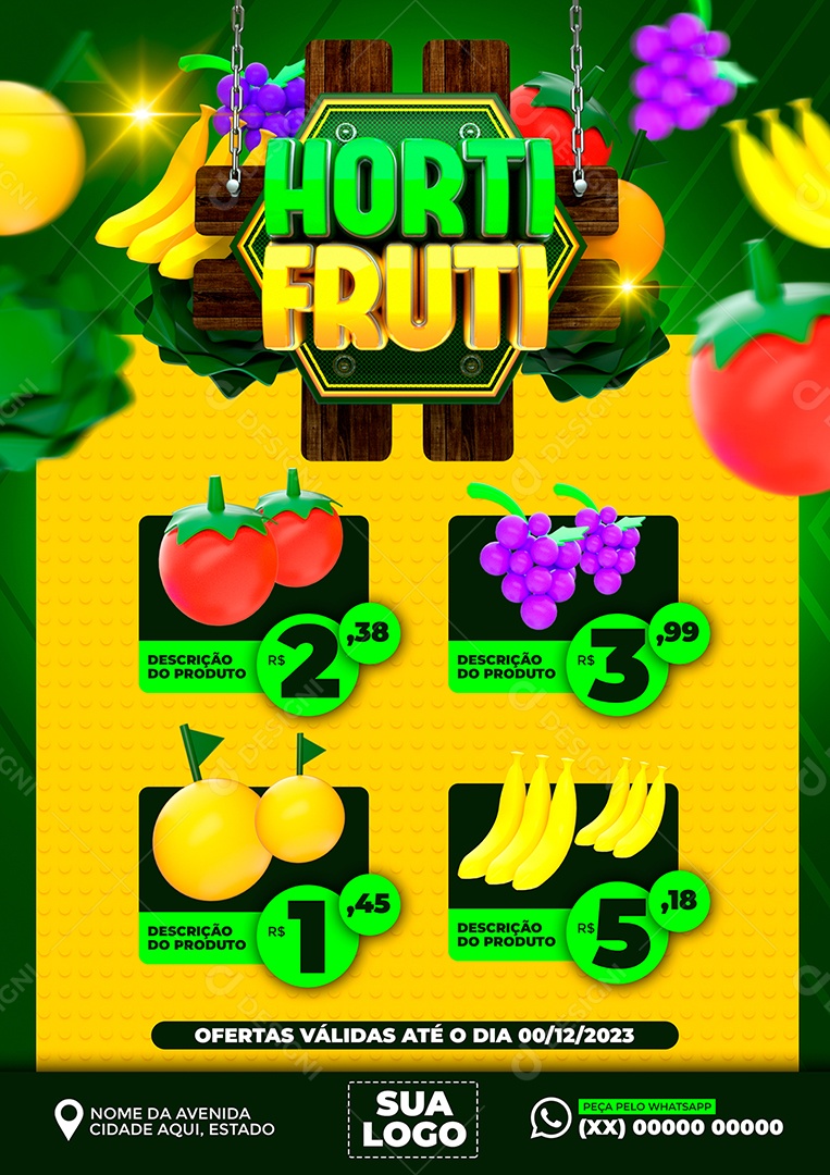 Social Media Encarte Horti Fruti Supermercado PSD Editável