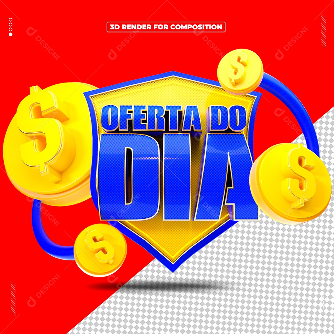 Selo 3D Oferta Do Dia Para Composição PSD