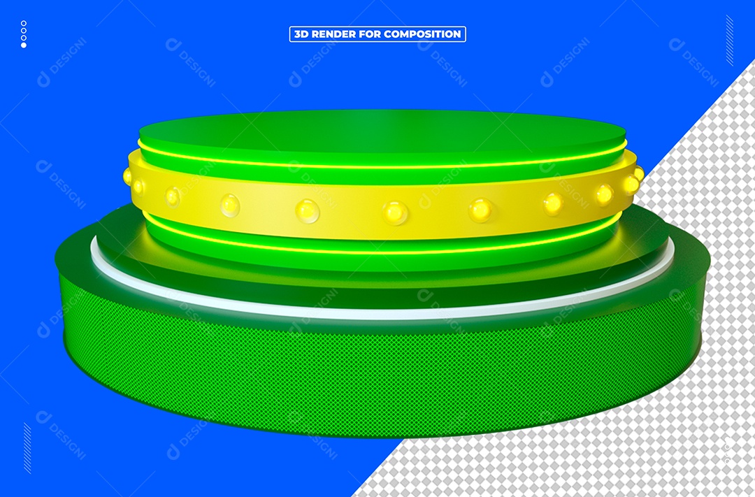 Elemento 3D Podium Verde Para Composição PSD