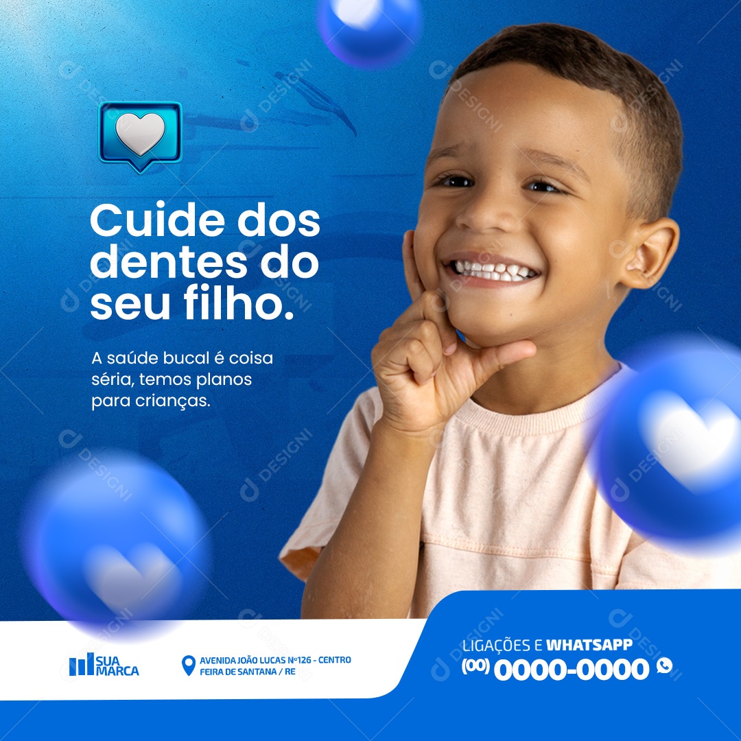 Dentista Cuide dos Dentes do seu Filho Social Media PSD Editável